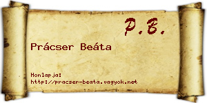 Prácser Beáta névjegykártya